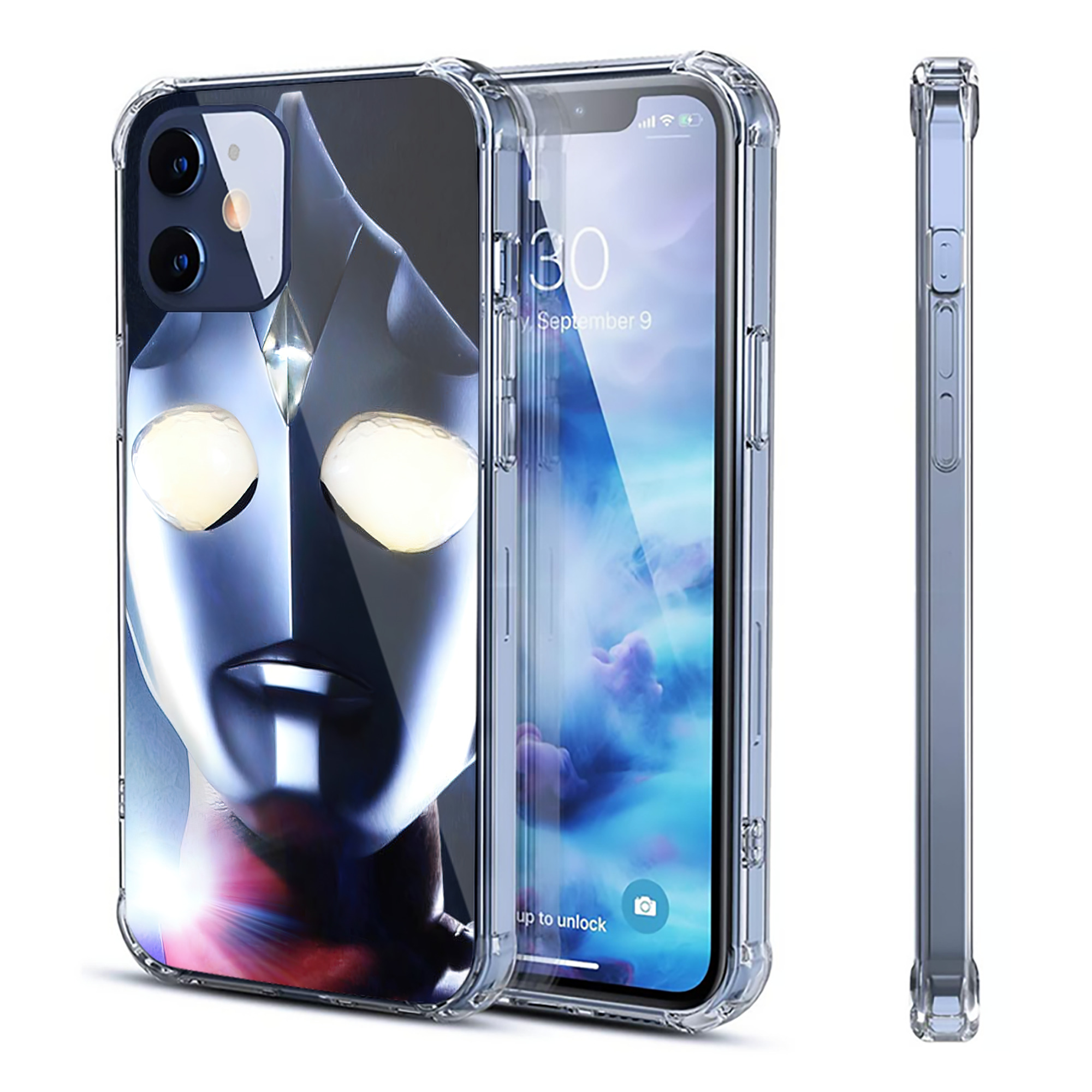 （画像用） ウルトラマン Ultraman 【iPhone 12シリーズ対応】透明スマホケース（クリアソフトケース）